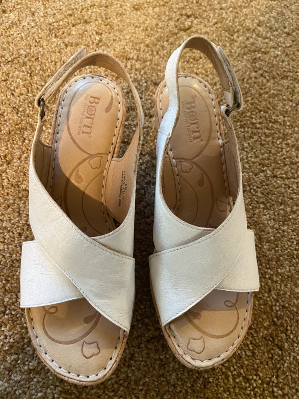 Born White Cork Wedge Sandals - Picture 2 of 5